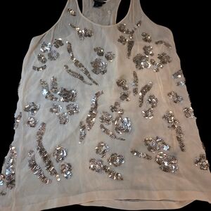 Club Monaco Cream Sequin Tank Top